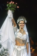 KATARINA (Kati) WITT (GDR) - world champion and gold medal winner Kati Witt (Gold 1988 in Calgary). Flowers after the GDR athlete's first appearance in West Germany as the star guest of the Holiday on...