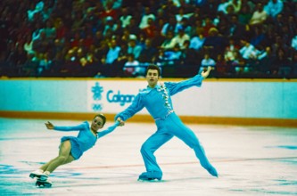 Ekaterina Gordeeva / Sergei Grinkov (URS) gold medalist competing in the pairs figure skating free skating at the 1988 Olympic Winter Games.