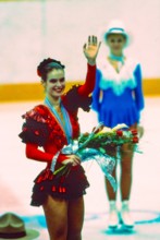 Katarina Witt (GDR) Gold medalist and Olympic Champion in Ladies Figure Sjkating at the 1988 Olympic Winter Games