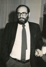 Italian philosopher, semiotician, and writer Umberto Eco, 1980s