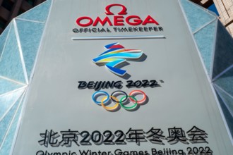 The countdown clock for the Olympic Winter Games Beijing 2022 in Beijing, China. 16-Oct-2021