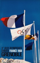 VINTAGE 1968 Winter Olympics POSTER Grenoble, Xème Jeux Olympiques d'hiver, France 1968 Perceval CONSTANTIN 1968