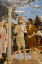 Painting titled "The Baptism of Christ" by Italian Artist Piero della Francesca dated 1437