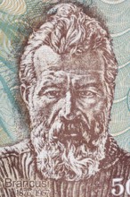 Constantin Brancusi portrait from Romanian money