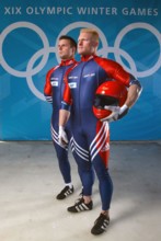 National Guard SPECIALIST (E-4) Mike Kohn, USA, (left) and Army SPECIALIST (E-4) Doug Sharp will take to the track at the Utah Olympic Park to represent the United States in the men's four-man bobsled...