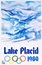 Vintage 1980 Olympic Winter Games Poster - Lake Placid . 1980 Winter Olympics