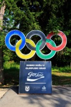 The original logo of the 1984 Olympic Games in Sarajevo, Yugoslavia (now Bosnia and Herzegovina)