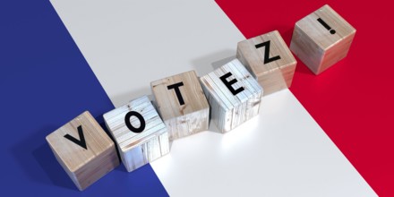France - vote cube words and national flag - election concept - 3D illustration