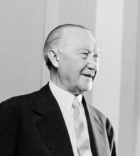 Konrad Adenauer. Portrait of the first Chancellor of the Federal Rebuplic of Germany, Konrad Hermann Joseph Adenauer (1876-1967) in the White House in 1959