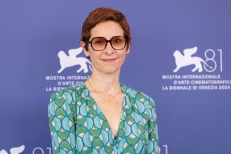 VENICE, ITALY - SEPTEMBER 03: Director Carine Tardieu attends the photo-call of the movie “L’ Attachement" during the 81st Venice International Film F
