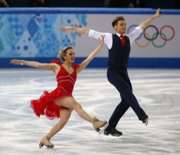Feb. 16, 2014 - Sochi, Russia - Pernelle Carron and Lloyd Jones (FRA) perform in the ice dance short dance program during the Sochi 2014 Olympic Winter Games at Iceberg Skating Palace. (Credit Image: ...