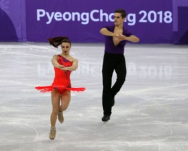 February 11, 2018 - Pyeongchang, KOREA - Marie-Jade Lauriault and Romain Le Gac (FRA) during the ice dance short dance team figure skating event during the Pyeongchang 2018 Olympic Winter Games at Gan...