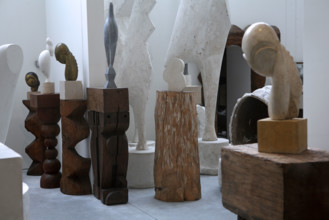 Interior view of Brancusi Studio Paris, recreated in Museum Gallery Renzo Piano Building, Paris, France