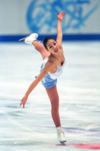 Michelle Kwan (USA) competing at the 1998 Olympic Winter Games, Nagano, Japan.