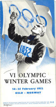 This brochure from the 1952 Winter Olympics in Oslo provides a visual and historical record of the event. The brochure, part of Olympic history, showcases the games' cultural significance and the deve...
