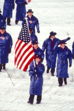 Eric Flaim, Flag bearer leads Team USA marching in the Opening ceremonies at the 1998 Olympic Winter Games, Nagano, Japan
