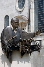 FULTON, MISSOURI – July 1, 2015: Don Wiegand’s bronze sculpture commemorates Winston Churchill's"Iron Curtain" speech.