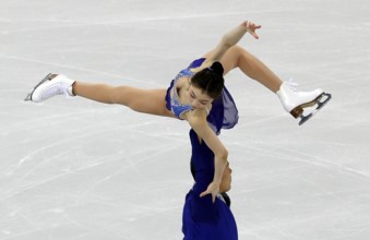 Xiaoyu Yu and Hao Zhang of China compete in the Pairs Short Program during ISU Four Continents Figure Skating Championships Test Event For PyeongChang 2018 Winter Olympics at Gangneung Ice Arena Febru...