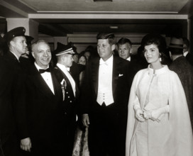 President John F. Kennedy and First Lady Jacqueline Kennedy attend the inaugural ball January 20, 1961 in Washington, DC. (Photo courtesy of JFK Library)  File Reference # 1003 098THA