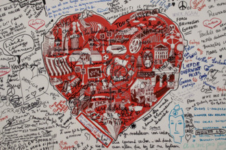 March 2016, Brussels Maalbeek metro station, Belgium, Terrorist attack that took place on March 22. Poster with the victims. In memoriam