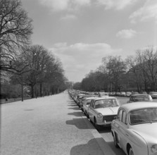 Pariser Bilder [Paris Street Life]  Parked cars along Avenue Foch Date: 1965 Location: France, Paris Keywords: cars, parking spaces, street images