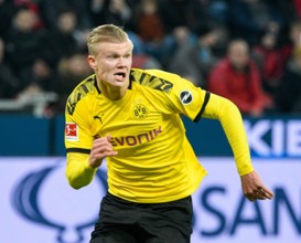 BayArena Leverkusen Germany, 8.2.2020, Football: German  Bundesliga Season 2019/20 matchday 21, Bayer 04 Leverkusen (B04) vs. Borussia Dortmund (BVB): Erling Haaland (BVB)                     DFL REGU...