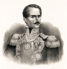 General D Antonio Lopez De Santa-Anna (1794-1896), President of the Republic of Mexico, print by A Hoffy, circa 1847