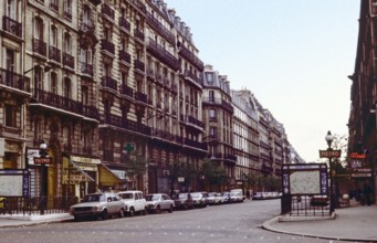 The Metro station Concourt in the Avenue Parmentier, Paris. Early morning. Archival shot scanned from transparency; 1972