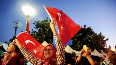 Turkey. 15th July, 2022. People with Turkish flags , some of them with President Erdogan and Ottoman flag attended July 15 Democracy and National Unity Day's events to mark July 15 defeated coup's ann...