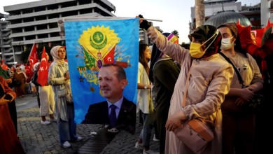 July 15, 2022, Izmir, Turkey, Turkey: People with Turkish flags , some of them with President Erdogan and Ottoman flag attended July 15 Democracy and National Unity Day's events to mark July 15 defeat...