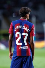 Barcelona, Spain. 29th Sep, 2023. Lamine Yamal in action during the LaLiga EA Sports match between FC Barcelona and Sevilla FC at the Estadi Olimpic L