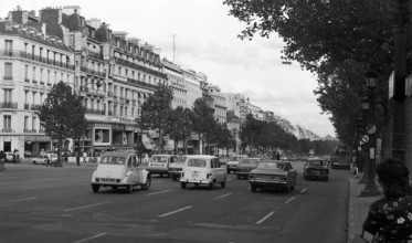 Paris, France - 1974: view of house 150 on Champs-Elysees
