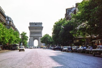 Arc de Triomphe de l'Étoile,   view from Avenue de la Grande Armée, Paris, France, Europe 1970