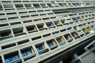 Marseille. France. La Cité radieuse de Marseille aka L'unité d'habitation de Marseille. Le Corbusier's 1952 concrete apartment block.