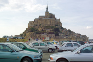 Car park in front of Mont St-Michel mount Normandy France