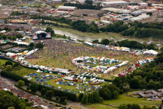 Aerial view of The Isle of Wight Festival