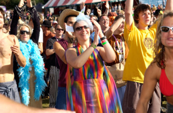 Festival goers at Bestival. Isle of Wight. UK