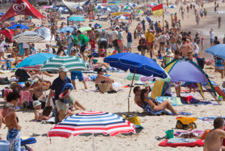 Crowds on Manly Beach, Sydney, Australia.