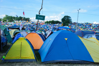 tents at the Przystanek Woodstock - Europe's largest open air festival in Kostrzyn, Poland