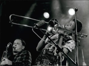 Jul. 07, 1985 - Montreux Jazz-Festival Last week-end was one of the highlights of the famous Jazz Festival of Montreux this year.Picture shows Ray Anderson, belonging to the Jazz-Funk group Slicka-pho...