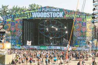 People gather before main stage at the19th Przystanek Woodstock (Woodstock Festival).