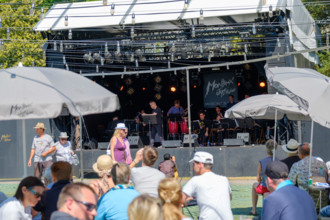 People attend live music concert during Montreux Jazz festival