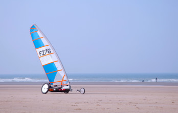 Land sailing on the beach in Gravelines, France.