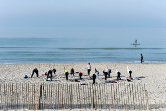 Yoga session in Le Touquet, Pas de Calais, France