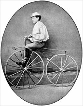 Henri Michaux, faisant des démonstrations de vélocipède à pédales en 1869