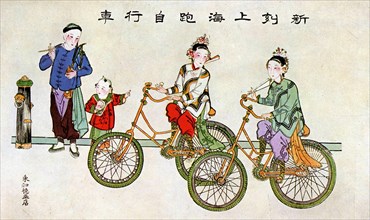 Les premières bicyclettes à Shangai en 1900