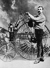 Motorized bicycle built in 1885