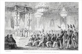Première session du Sénat et du Corps législatif aux Tuileries le 29 mars 1852