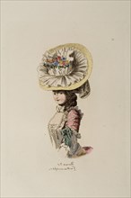 Woman wearing an English hat, also known as a Turkish hat