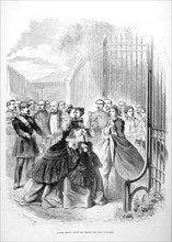 Le Prince impérial accueille Napoléon III et l'impératrice Eugénie à Saint-Cloud à leur retour de voyage